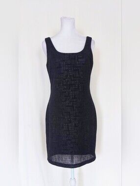 Andrea Polizzi for Rex Lester Sleeveless Geo Print Sheath Dress Size 6 Black VTG